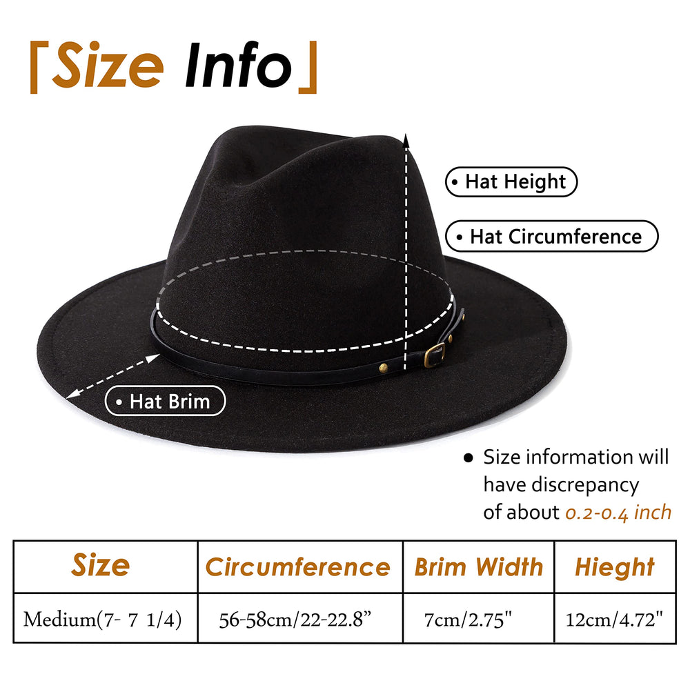 2 Pack Classic Wide Brim Belt Buckle Fedora Hat - From Where - 