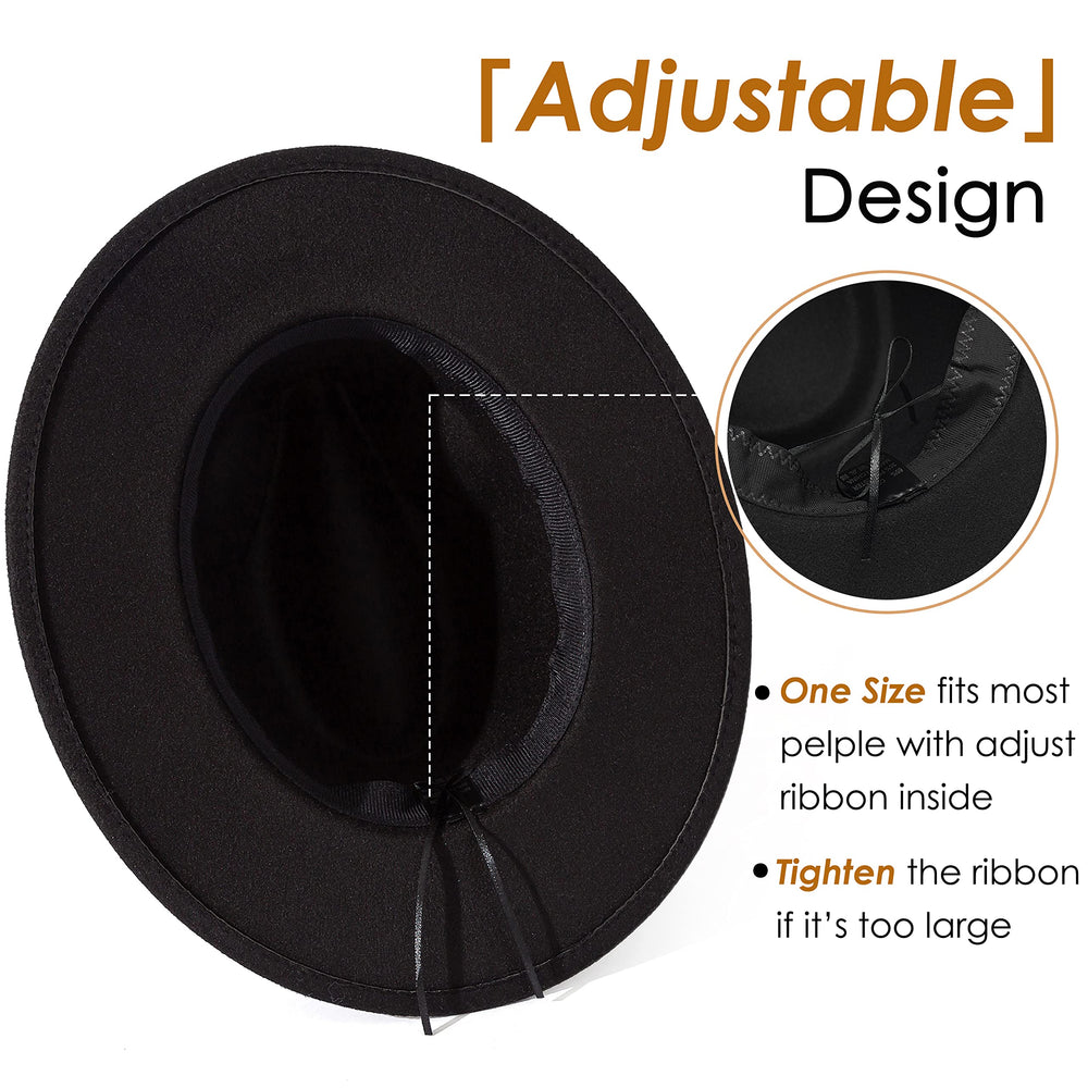 2 Pack Classic Wide Brim Belt Buckle Fedora Hat - From Where - 