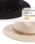2 Pack Classic Wide Brim Belt Buckle Fedora Hat - From Where - 