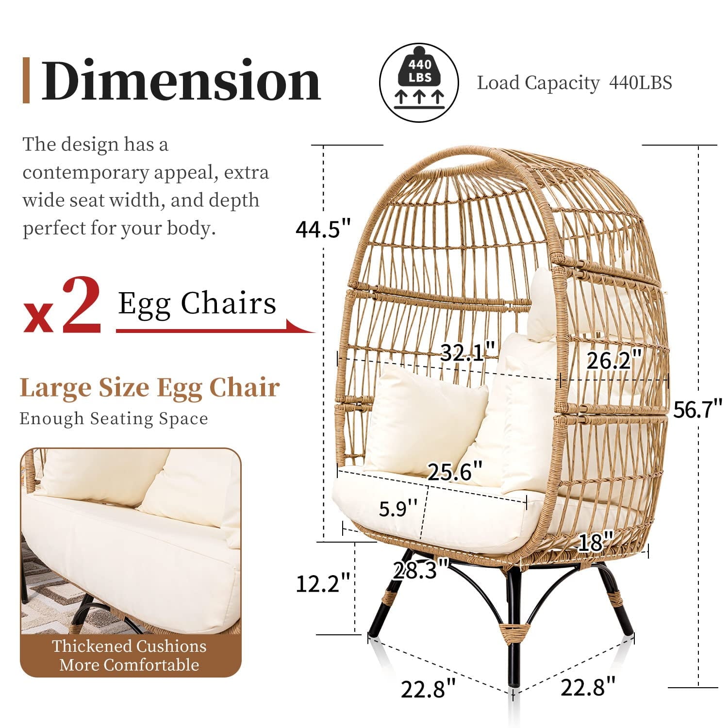2 Pieces Stationary Egg Chair with Legs - From Where - 