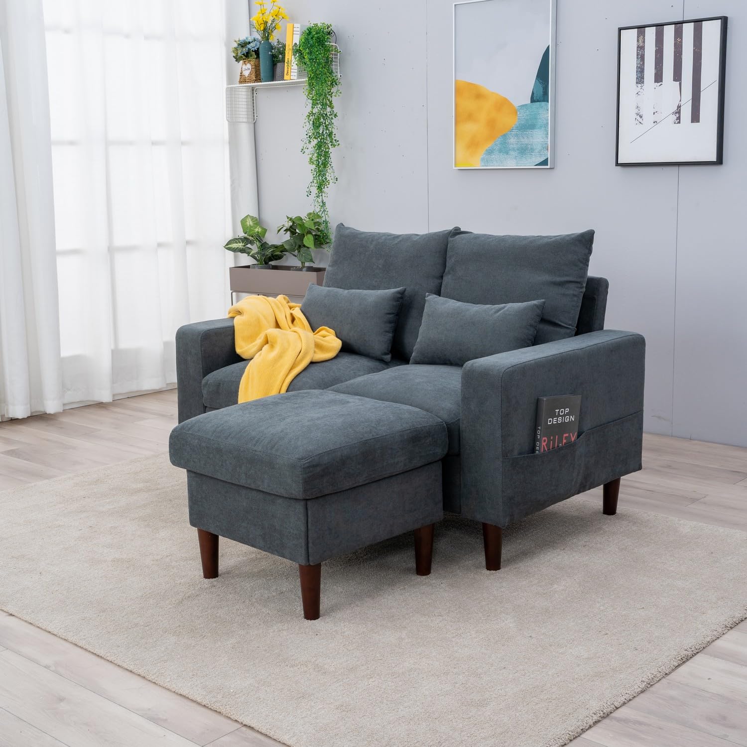 2 - Seat Sofa Couch with Ottoman Footstool - From Where - 