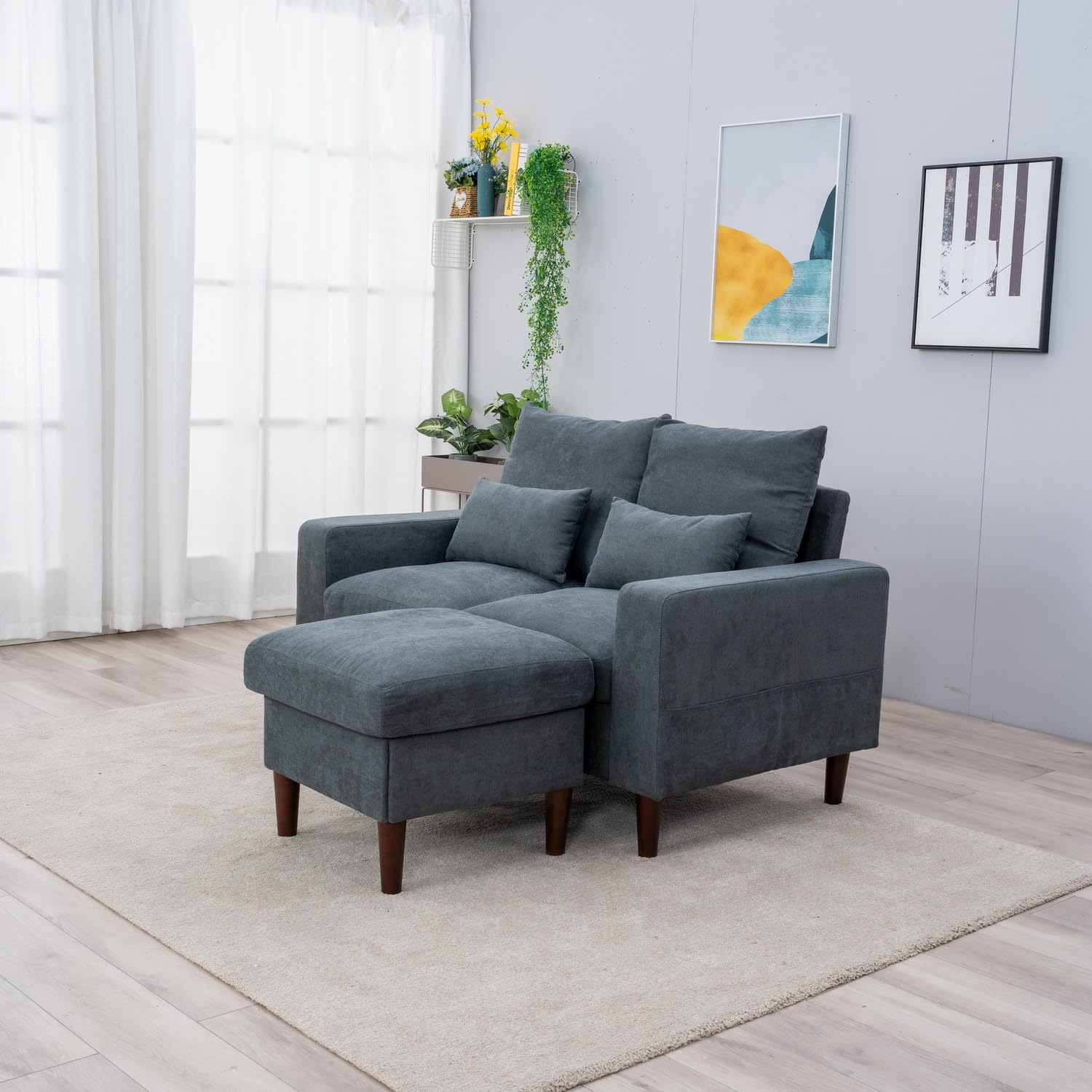 2 - Seat Sofa Couch with Ottoman Footstool - From Where - 