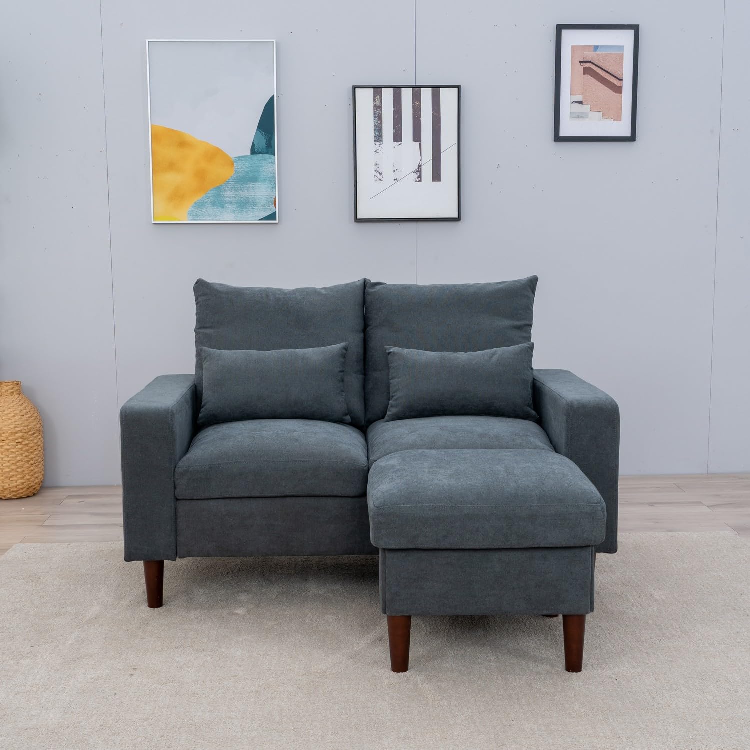 2 - Seat Sofa Couch with Ottoman Footstool - From Where - 