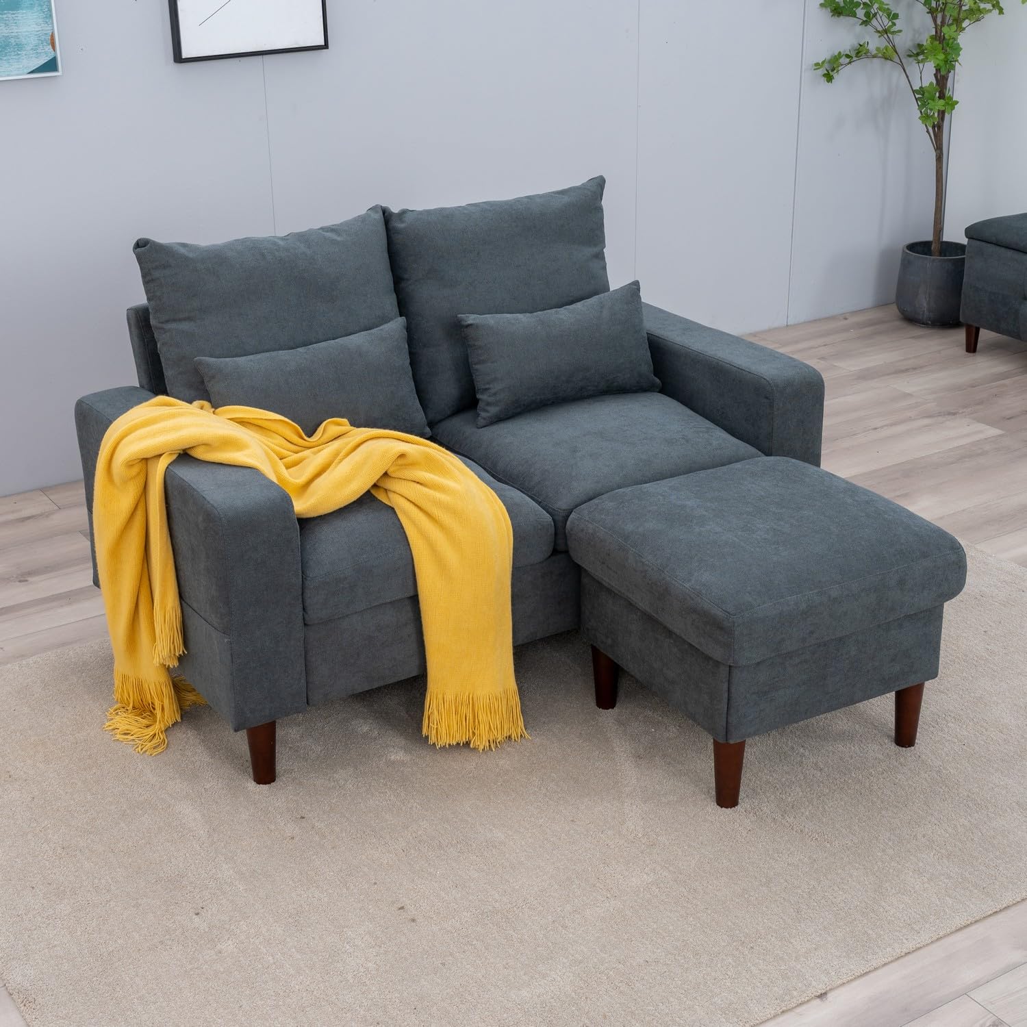 2 - Seat Sofa Couch with Ottoman Footstool - From Where - 