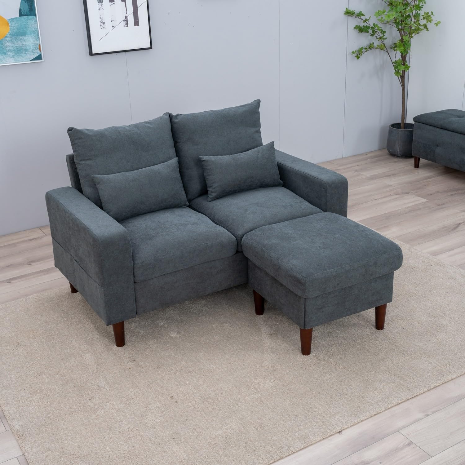 2 - Seat Sofa Couch with Ottoman Footstool - From Where - 