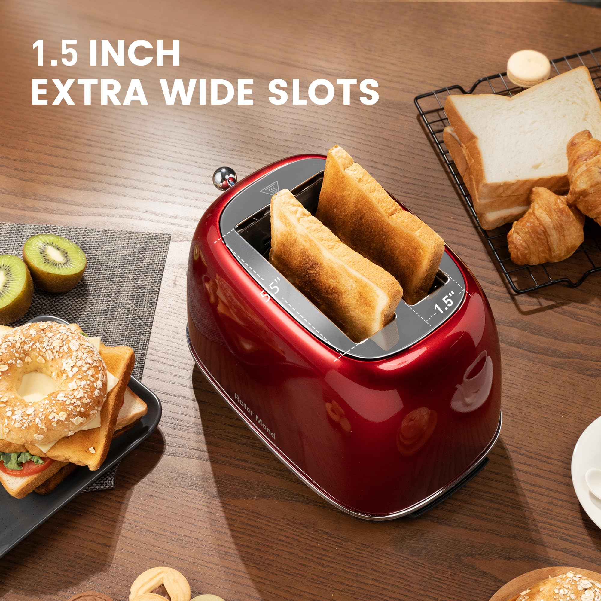2 Slice Toaster Retro Stainless Steel with Bagel - From Where - 