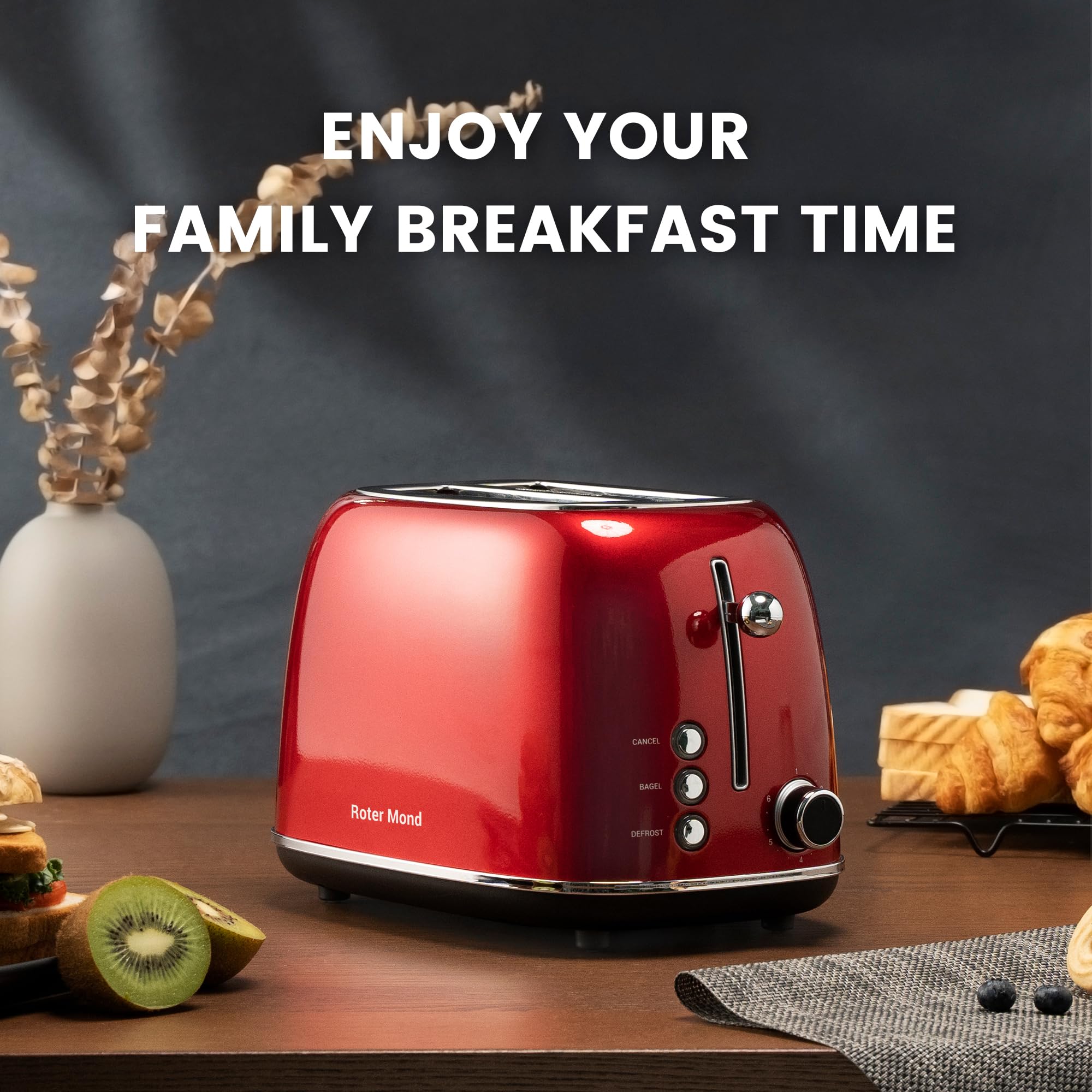2 Slice Toaster Retro Stainless Steel with Bagel - From Where - 