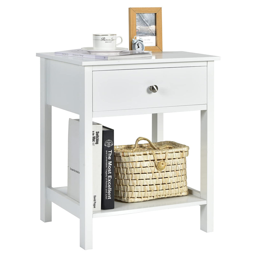 2 - Tier Bedside Table with Drawer - From Where - 