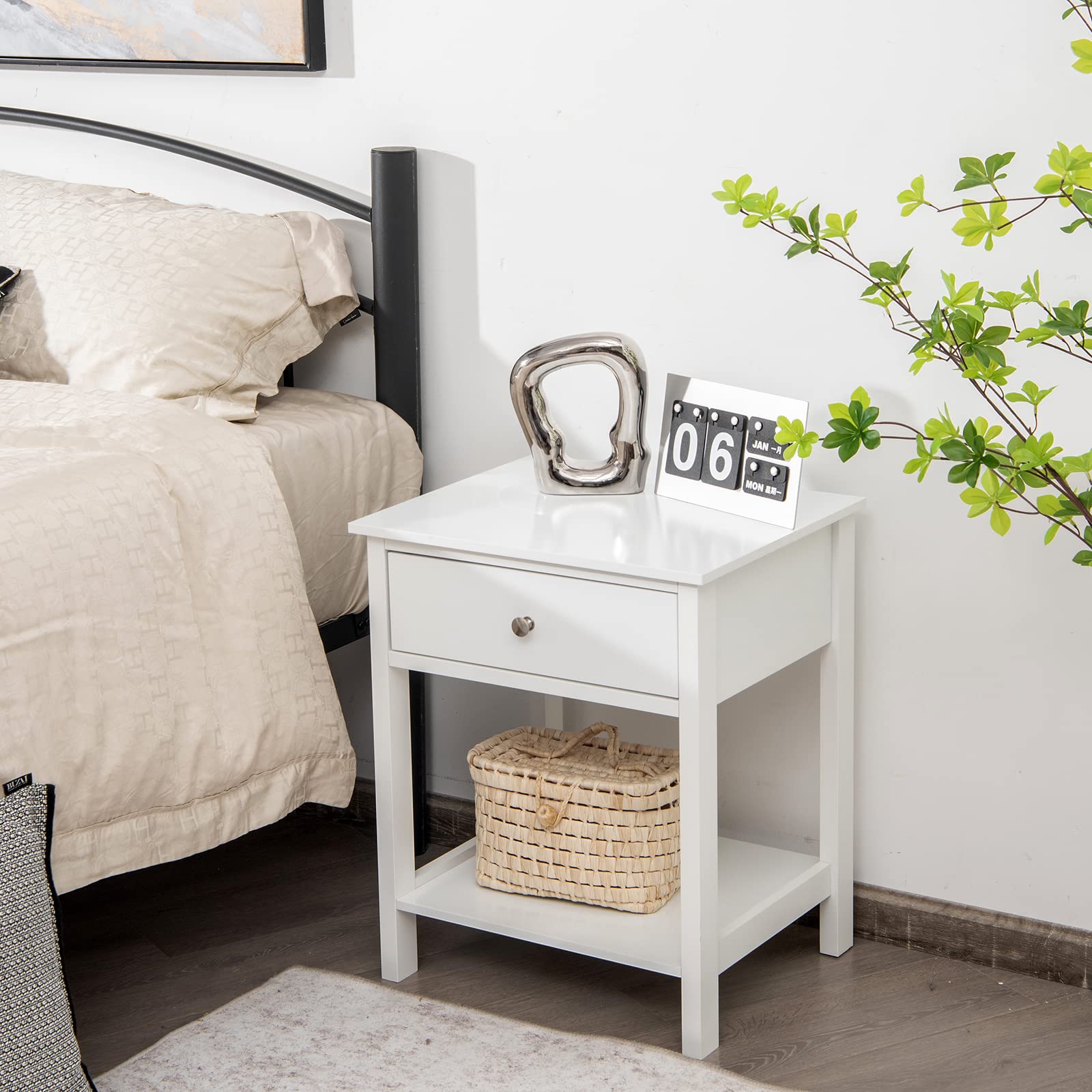 2 - Tier Bedside Table with Drawer - From Where - 