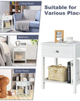 2 - Tier Bedside Table with Drawer - From Where - 