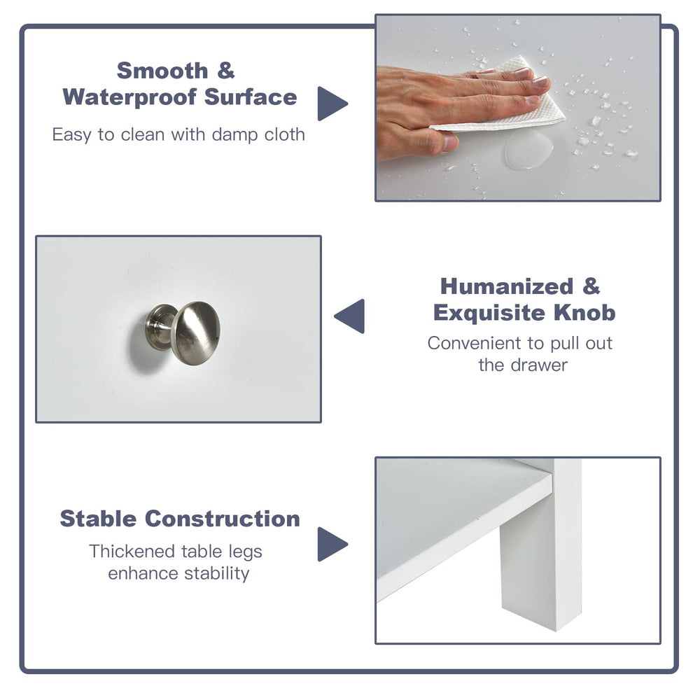 2 - Tier Bedside Table with Drawer - From Where - 