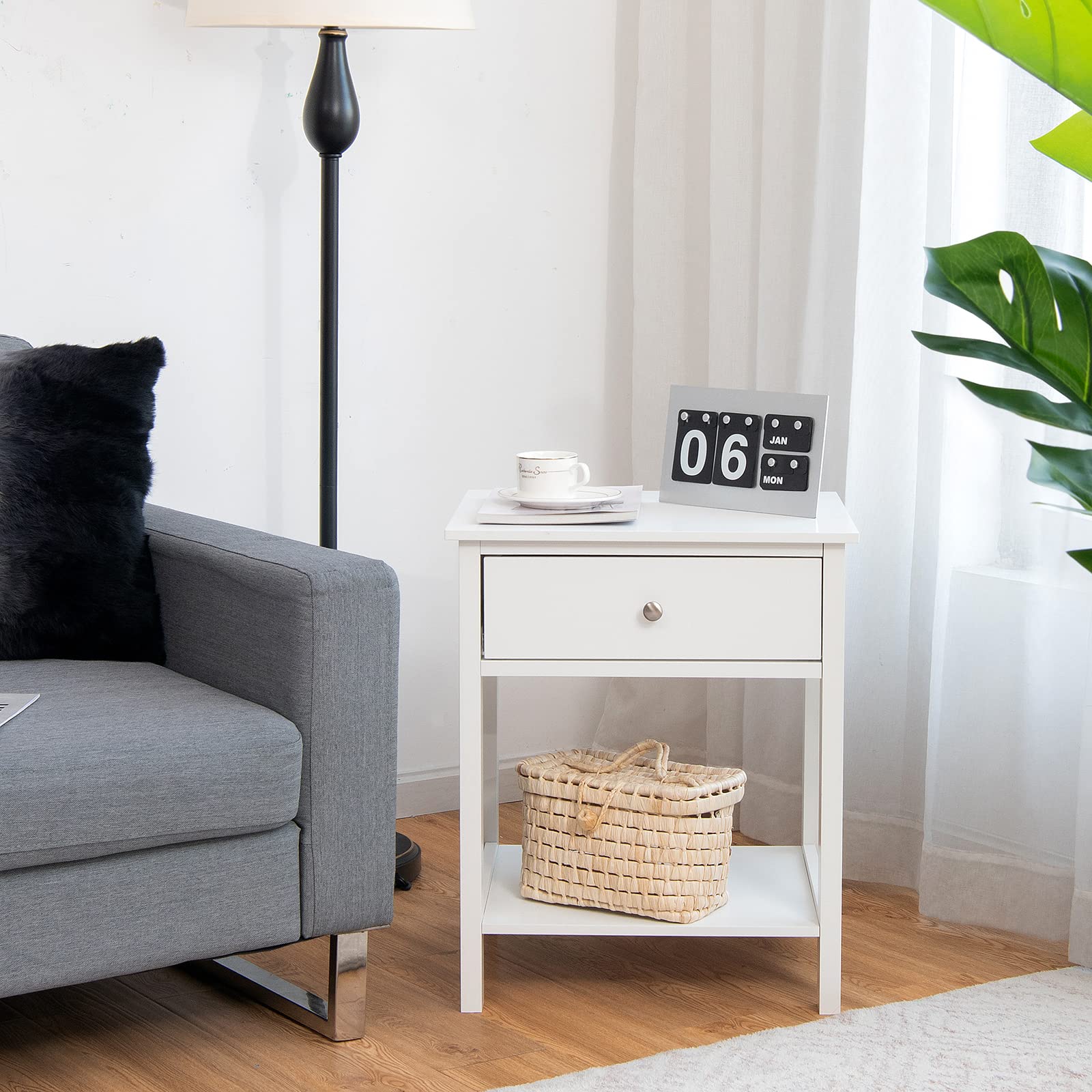 2 - Tier Bedside Table with Drawer - From Where - 
