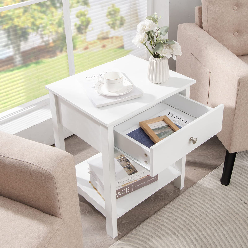 2 - Tier Bedside Table with Drawer - From Where - 