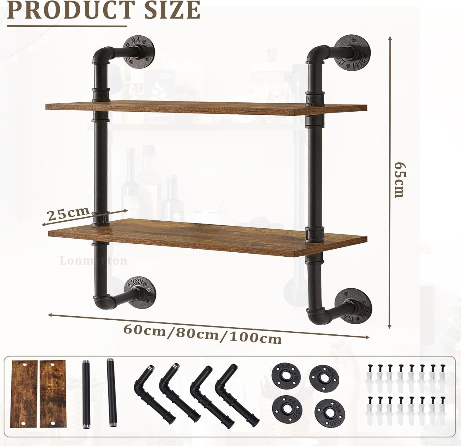 2 - Tier Floating Pipe Industrial Shelf - From Where - 
