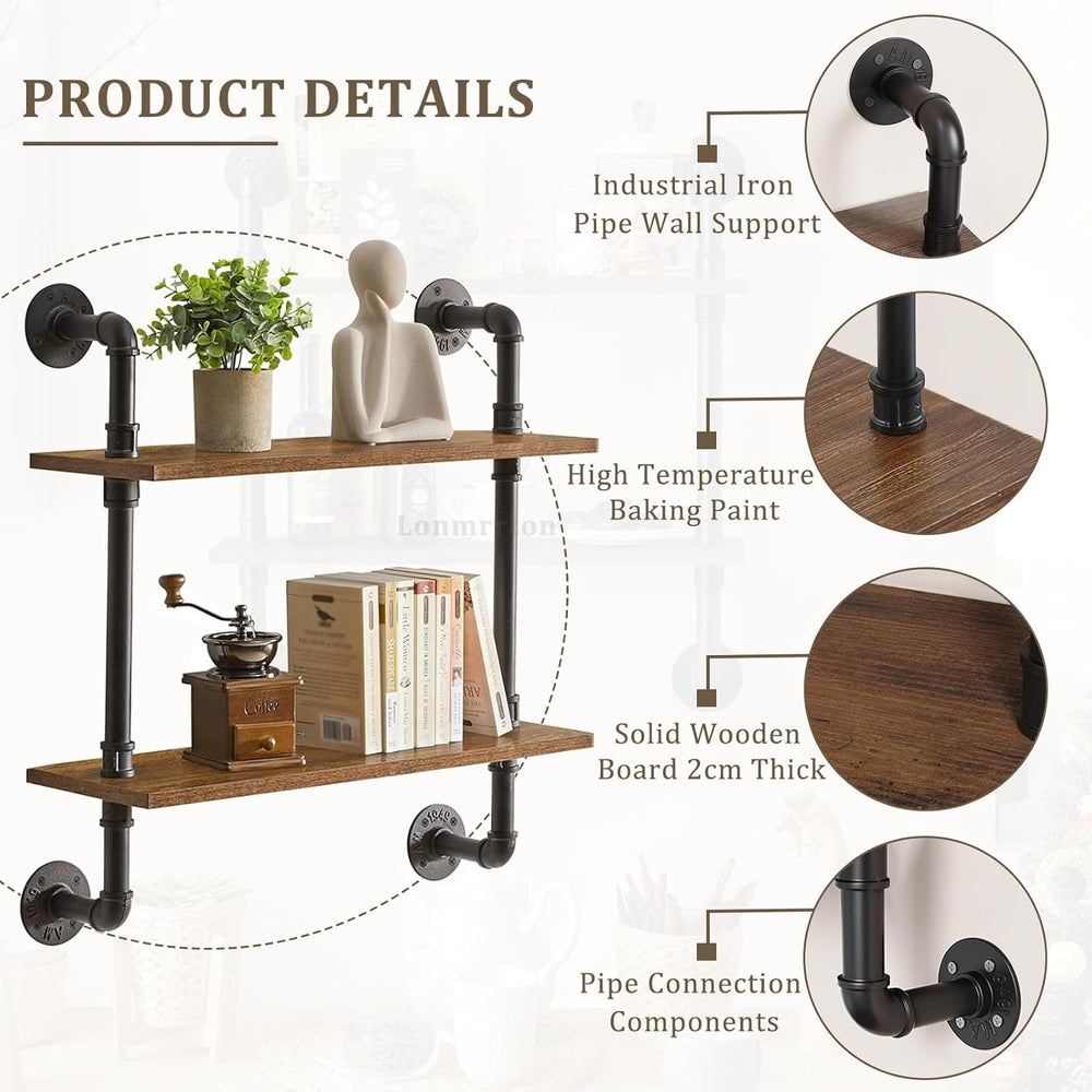 2 - Tier Floating Pipe Industrial Shelf - From Where - 