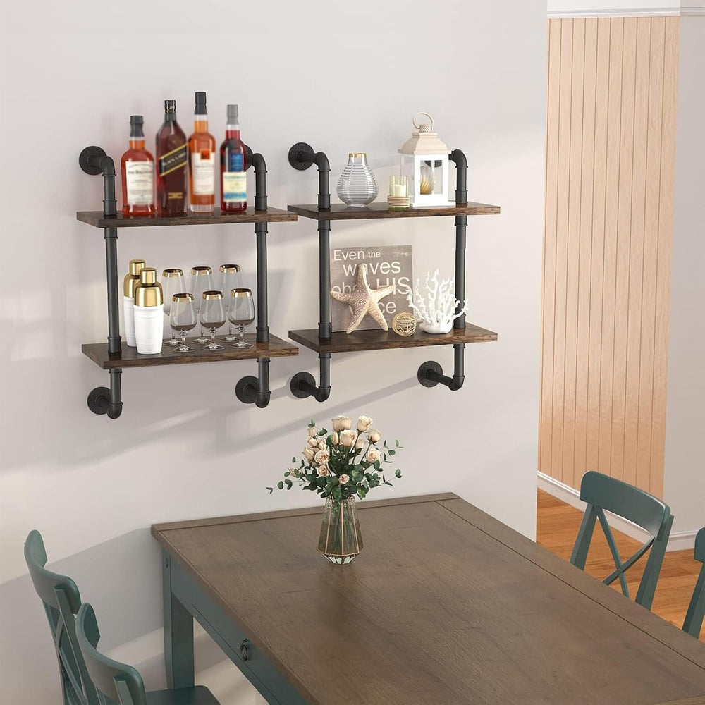 2 - Tier Floating Pipe Industrial Shelf - From Where - 