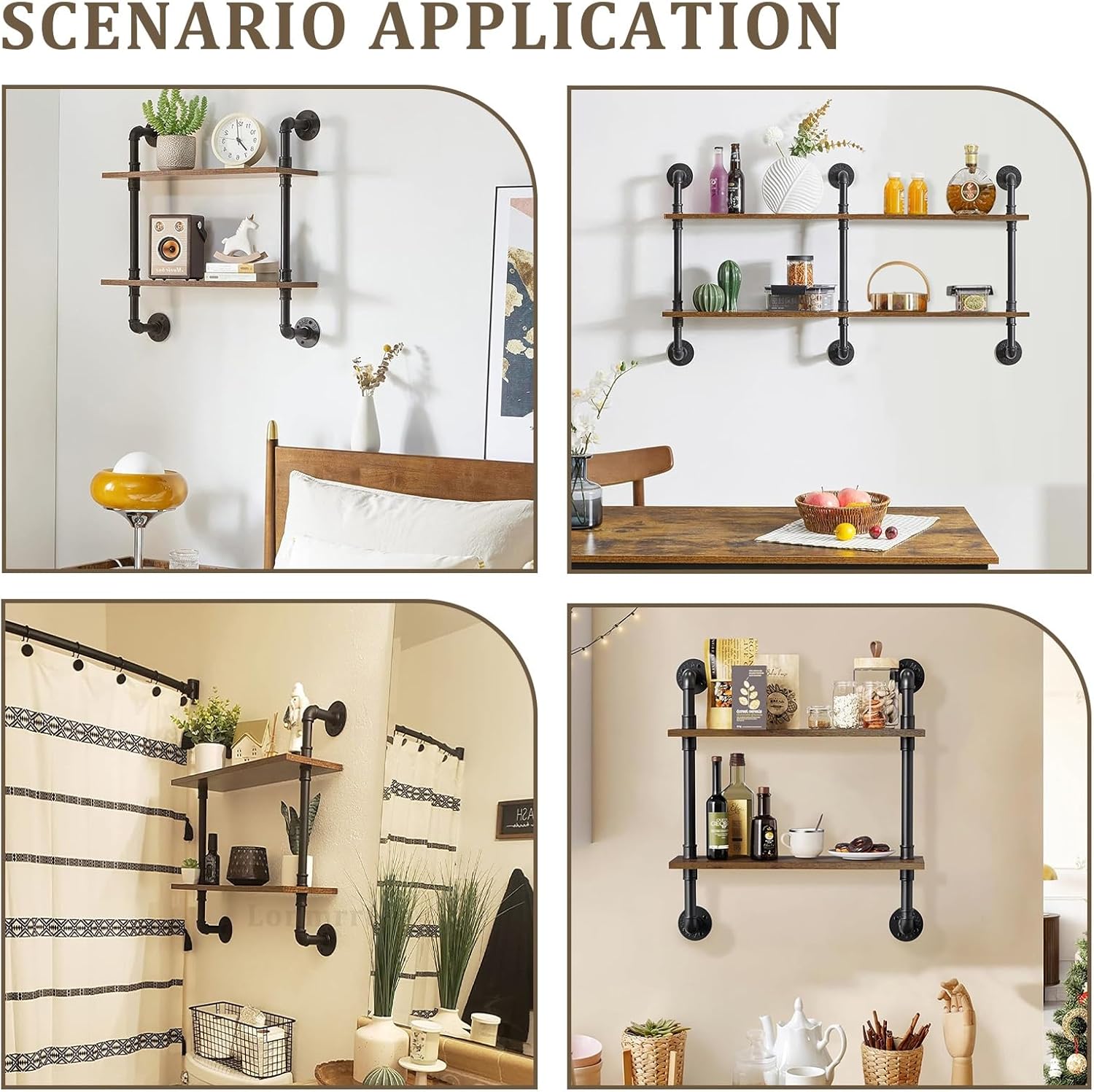 2 - Tier Floating Pipe Industrial Shelf - From Where - 