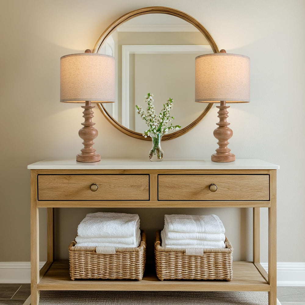 20" Rustic Bedside Lamps (Set of 2) - From Where - 