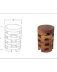 Maeve Open Slat Solid Wood Round Rustic Drum Accent Table by East at Main Natural Brown 12 x18