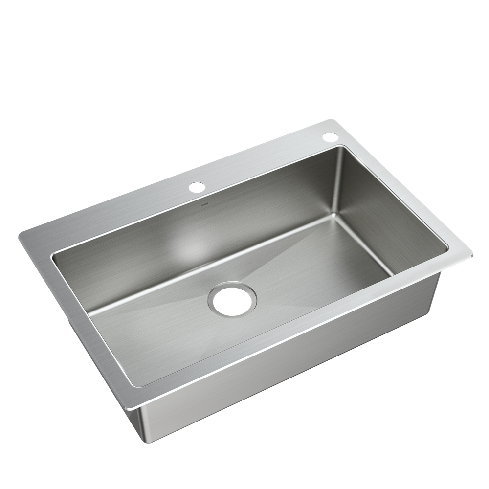 Islet 33"x22" stainless steel 18 gauge single bowl dual mount sink