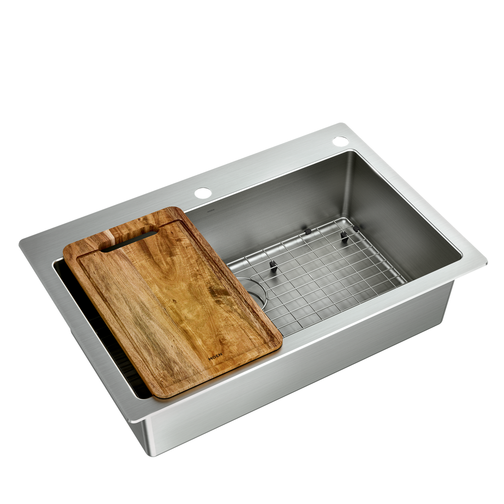 Islet 33"x22" stainless steel 18 gauge single bowl dual mount sink