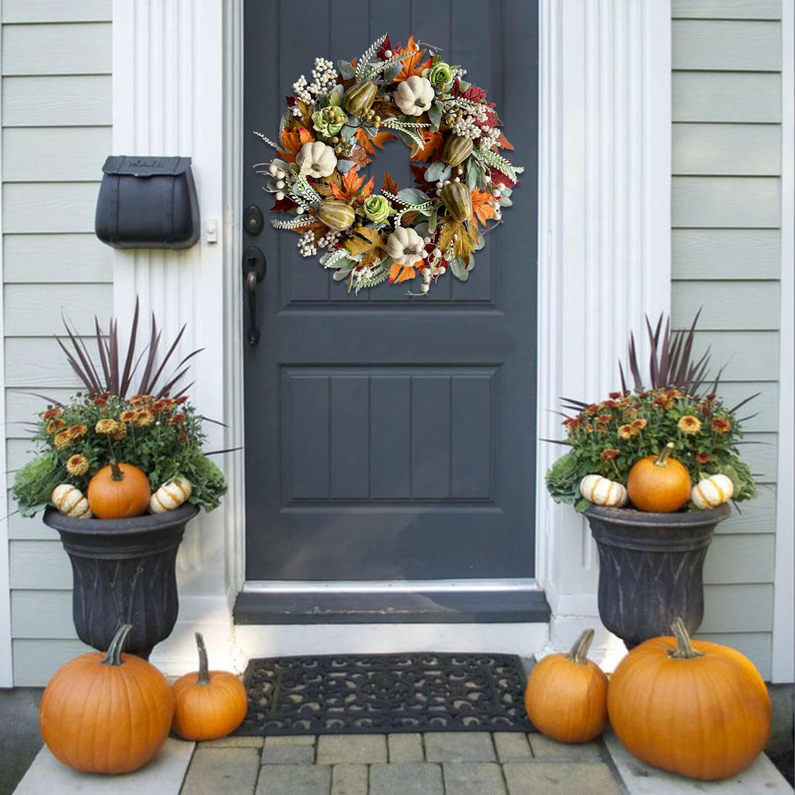 22" Farmhouse Autumn Wreath - From Where - 