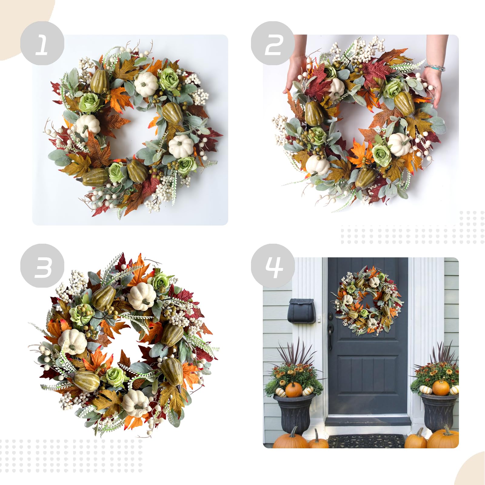 22" Farmhouse Autumn Wreath - From Where - 