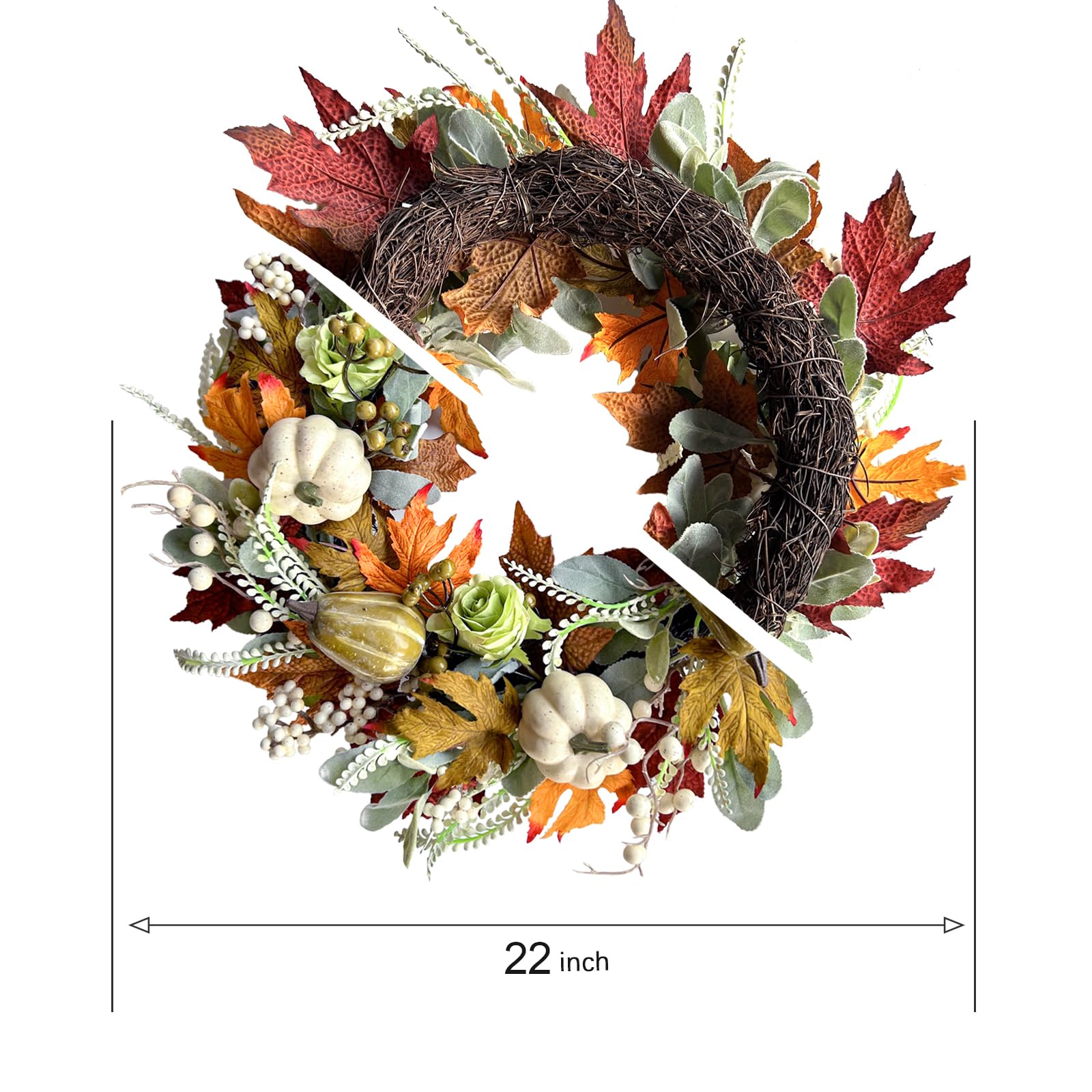 22" Farmhouse Autumn Wreath - From Where - 