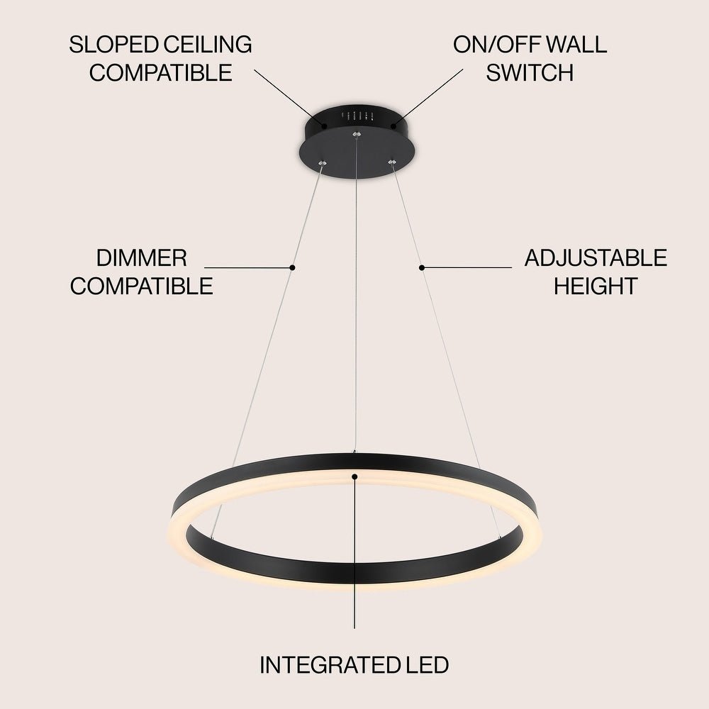23.5" LED Metal Hoop Pendant - From Where - 