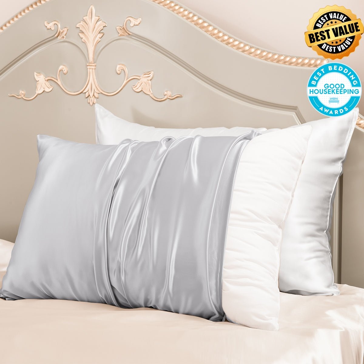 23mm 6A+ Zipper Mulberry Silk Pillowcases (Pack of 2) - From Where Finds - 