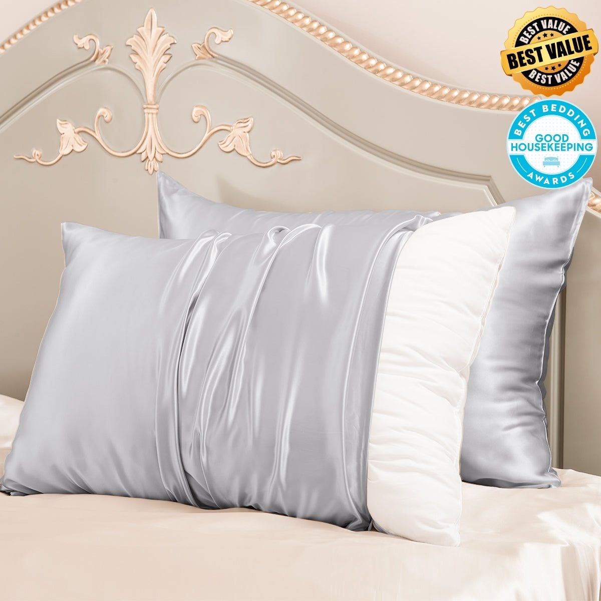23mm 6A+ Zipper Mulberry Silk Pillowcases (Pack of 2) - From Where Finds - 