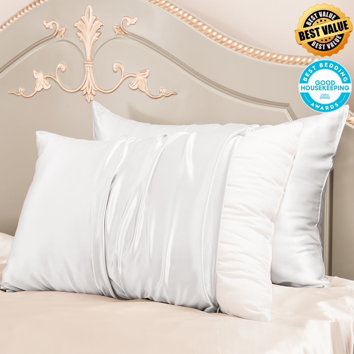 23mm 6A+ Zipper Mulberry Silk Pillowcases (Pack of 2) - From Where Finds - 