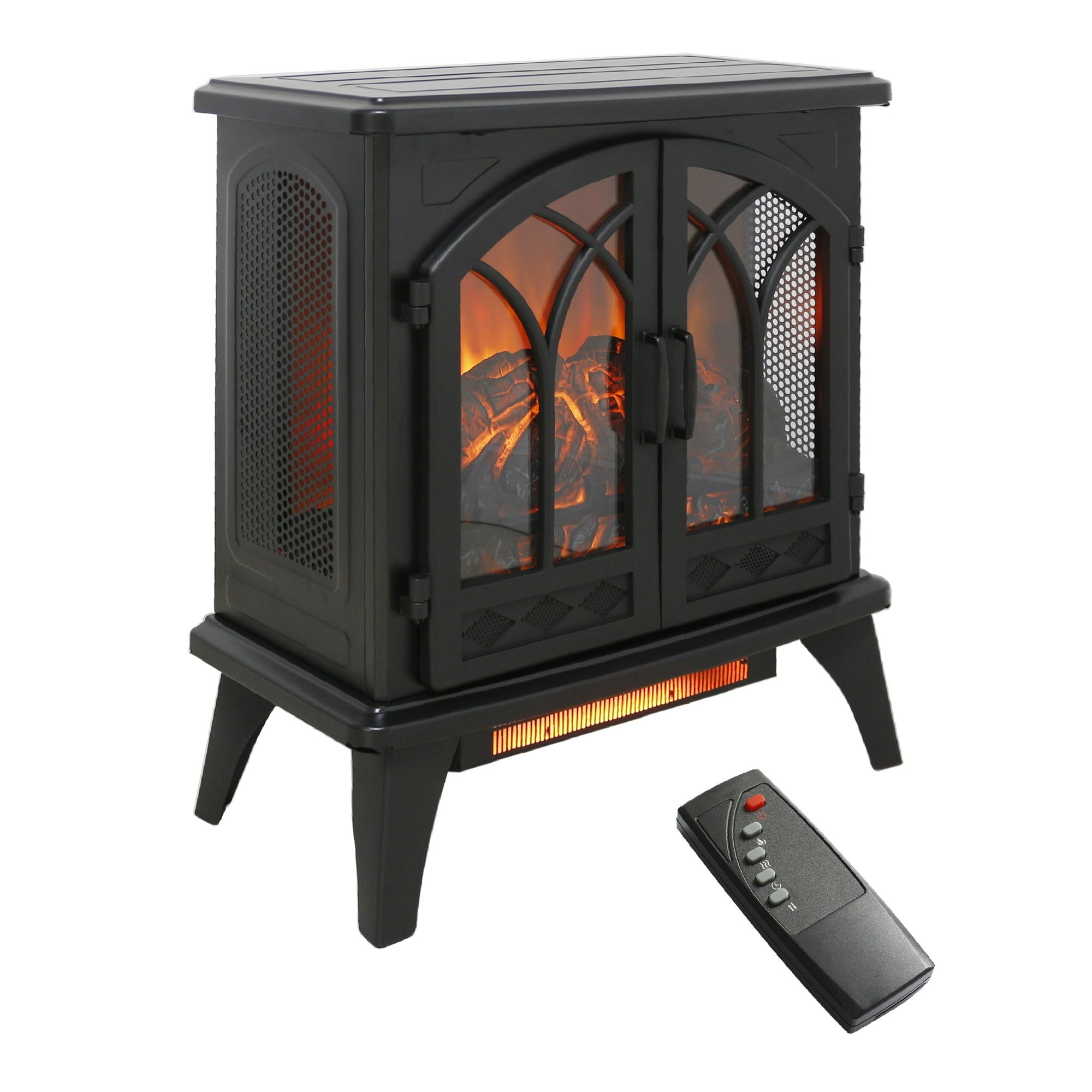 24-Inch 3D Flame Electric Infrared Quartz Fireplace Stove with Remote and Realistic Flames
