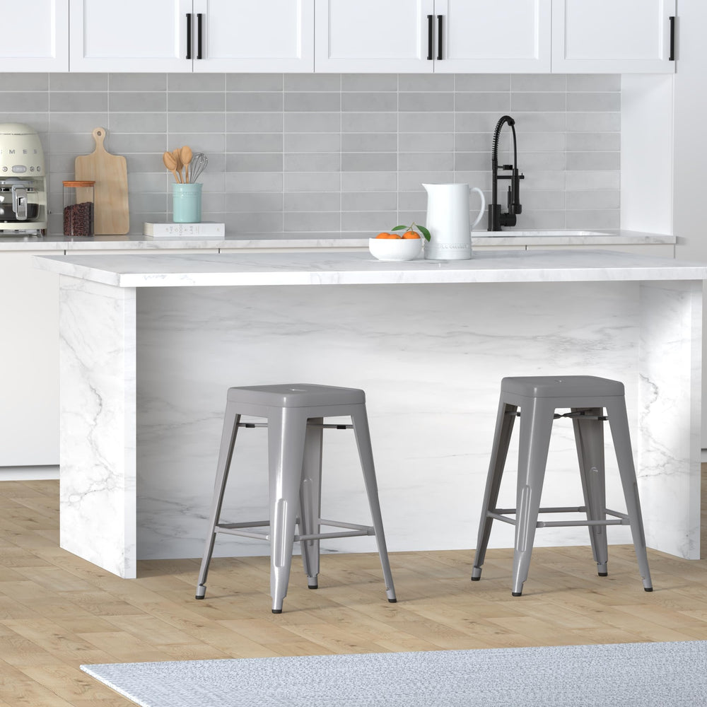 24" High Backless Metal Barstools - From Where - 