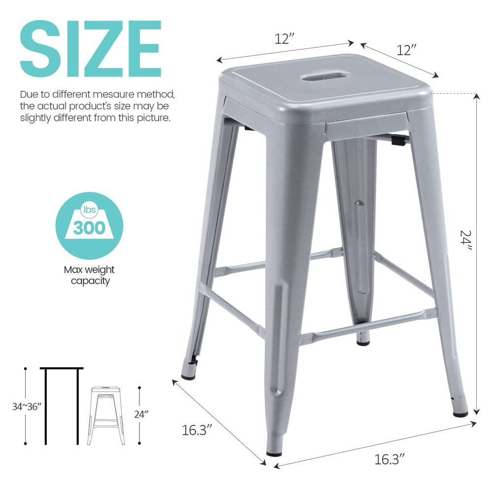 24" High Backless Metal Barstools - From Where - 