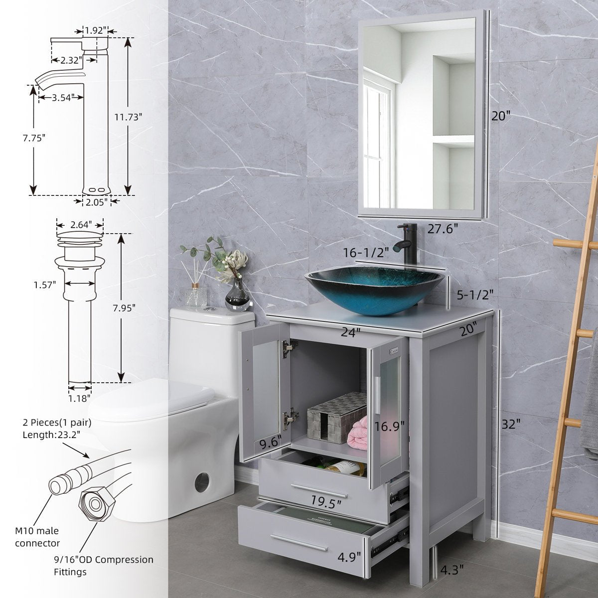24'' Single Bathroom Vanity Set - From Where - 