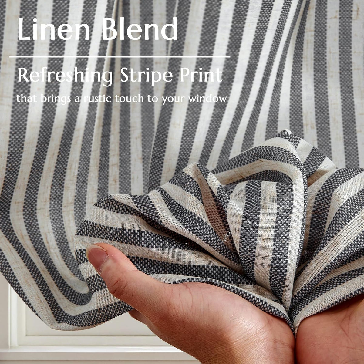 24" Striped Linen Kitchen Curtains - From Where Finds -
