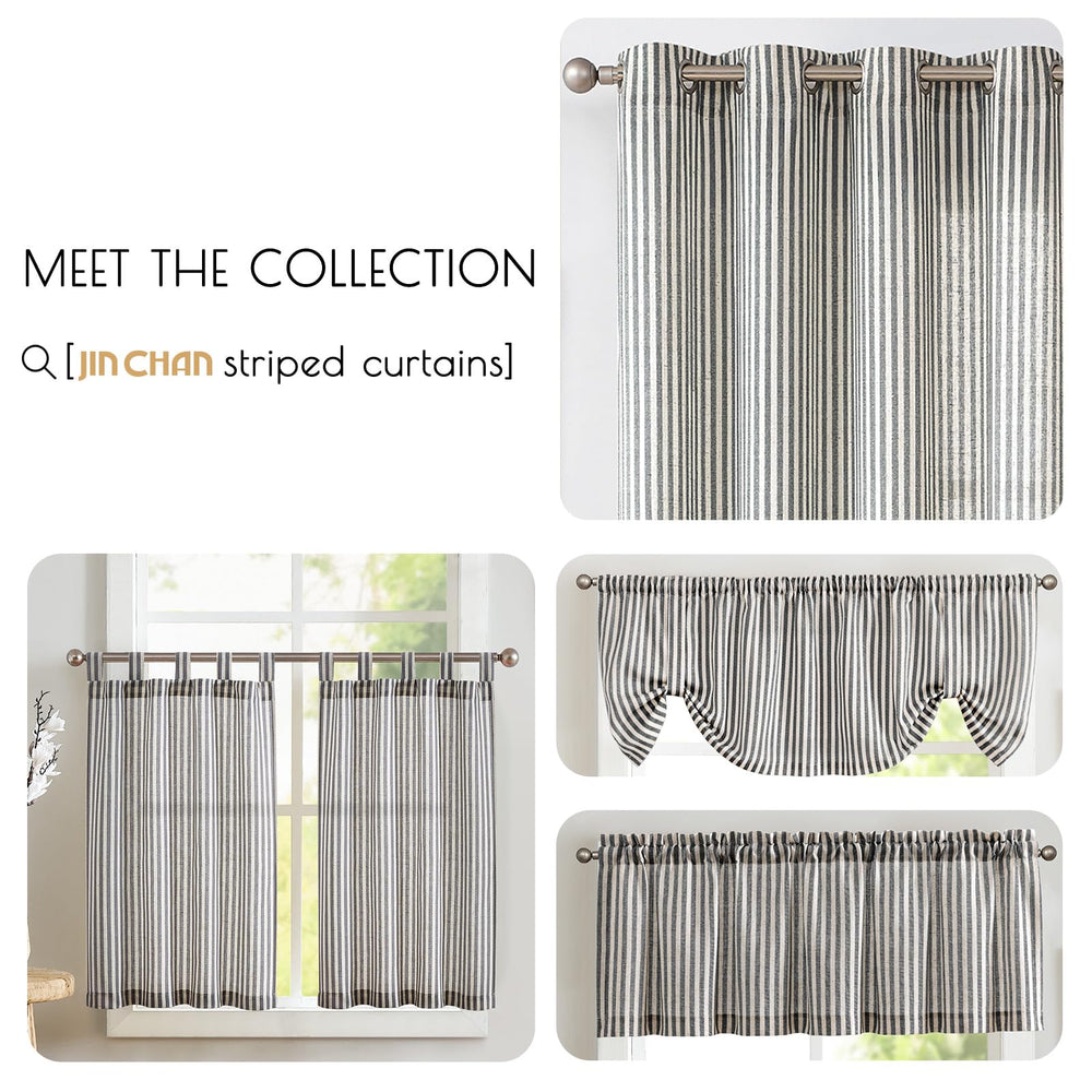 24&quot; Striped Linen Kitchen Curtains - From Where - 