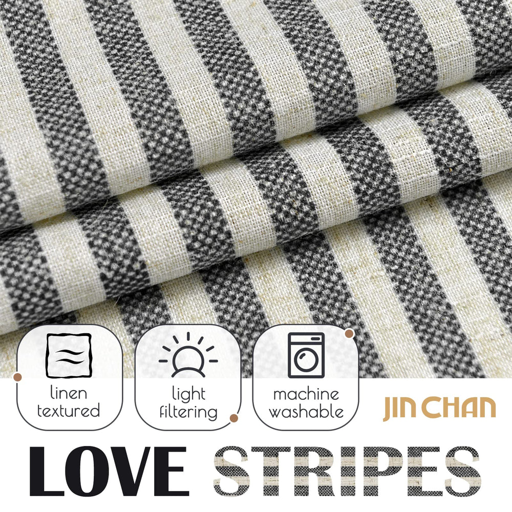 24&quot; Striped Linen Kitchen Curtains - From Where - 