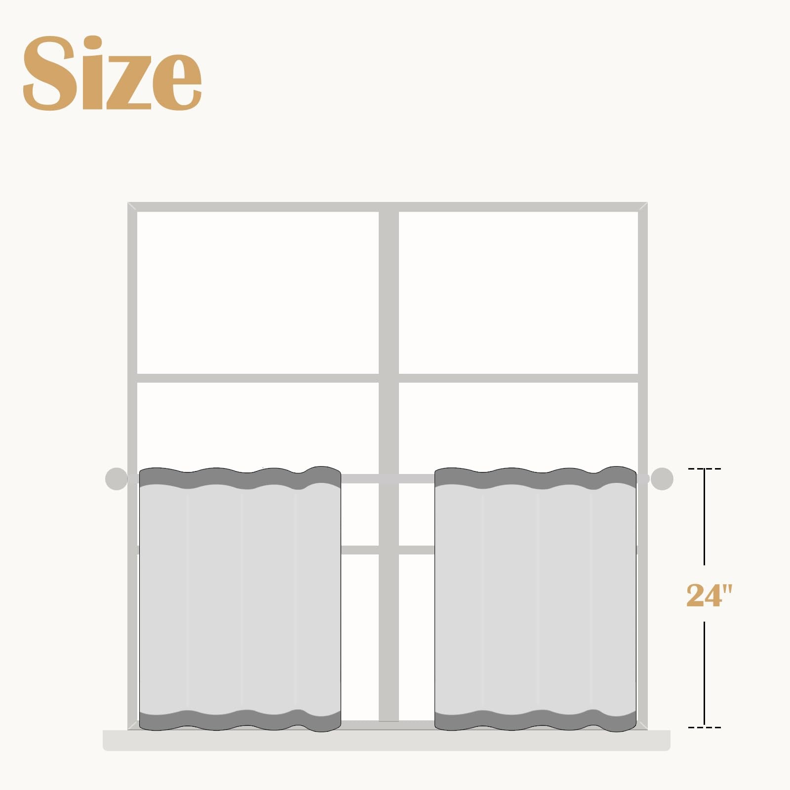24&quot; Striped Linen Kitchen Curtains - From Where - 