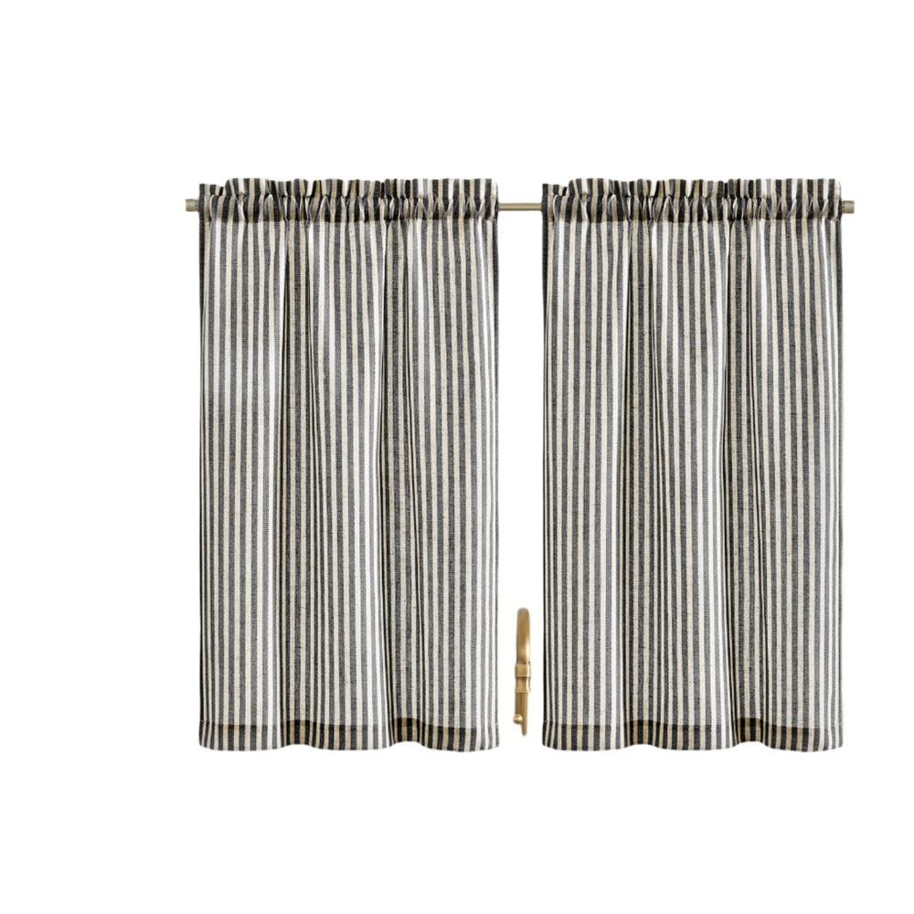 24&quot; Striped Linen Kitchen Curtains - From Where - 