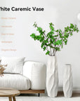 24" White Ceramic Floor Flower Vase - From Where - 