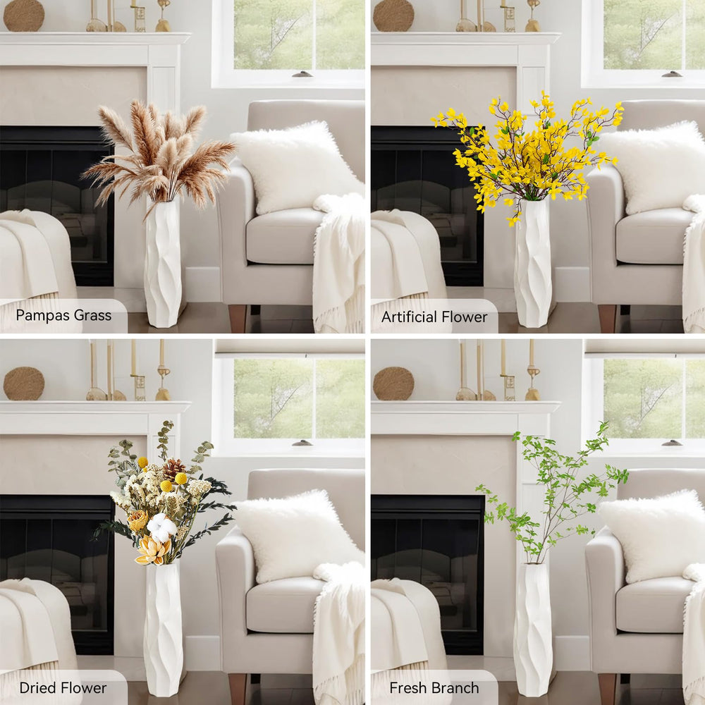 24" White Ceramic Floor Flower Vase - From Where - 