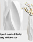 24" White Ceramic Floor Flower Vase - From Where - 