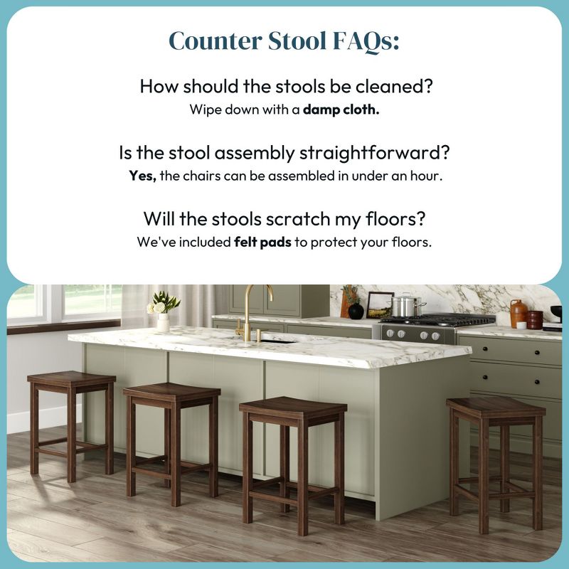 24" Wooden Backless Counter Stool (Set of 4) - From Where - 