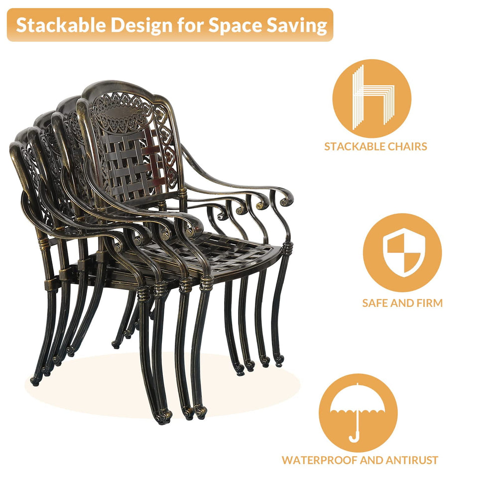 W WARMHOL 9-Piece Patio Dining Set, Outdoor Patio Table and Chair Set of 83.8" Oval Cast Aluminum Dining Table with Umbrella Hole and 8 Outdoor Dining Chairs, Patio Funiture Set for Lawn Garden