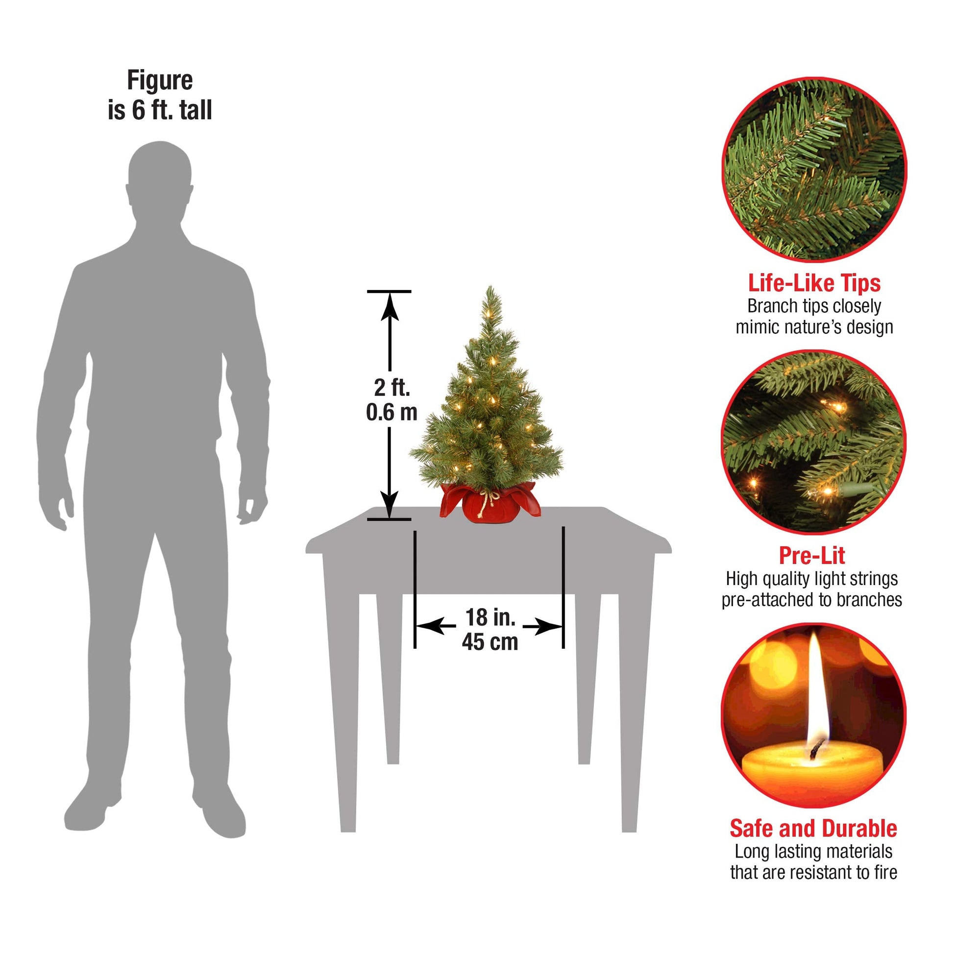 24in Pre - Lit Majestic Fir Mini Christmas Tree - From Where Finds - 