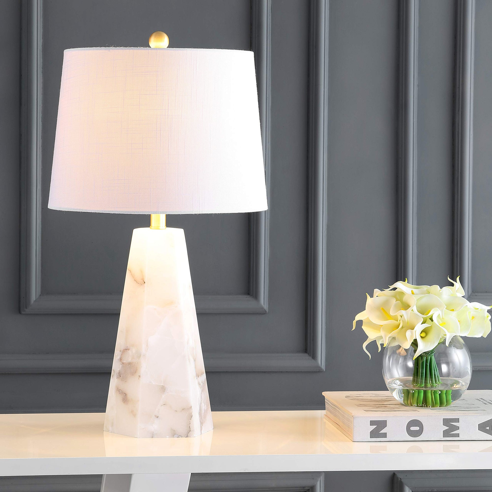25.5" Alabaster LED Table Lamp - From Where - 