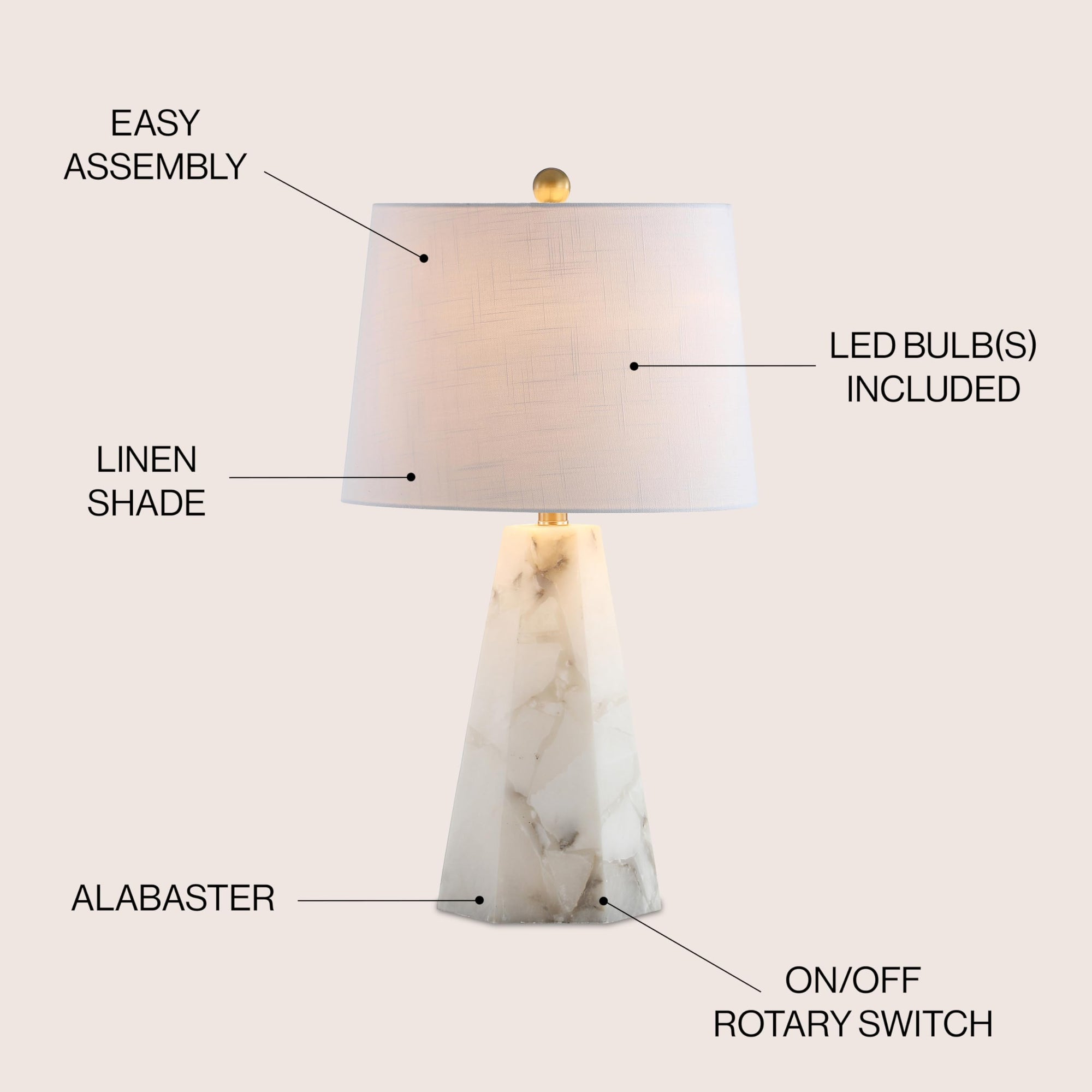 25.5" Alabaster LED Table Lamp - From Where - 