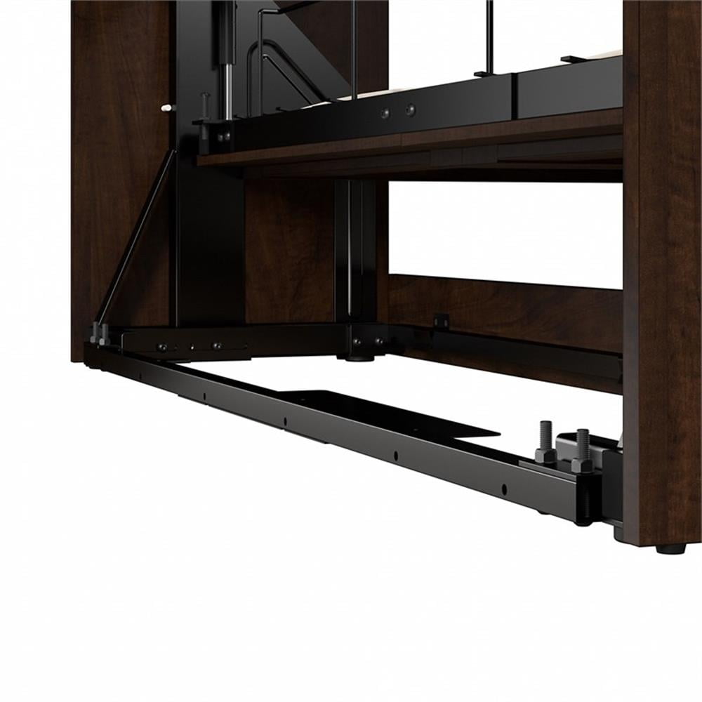 Pemberly Row 59" Contemporary Wood/Metal Full Wall Bed in Chocolate